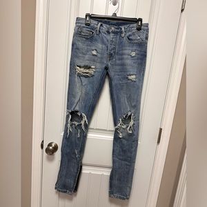 MNML Minimal Distressed Men’s Skinny Medium Wash Jeans Size 29